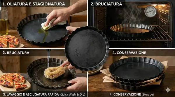 Come curare e stagionare la teglia di ferro blu per focaccia barese